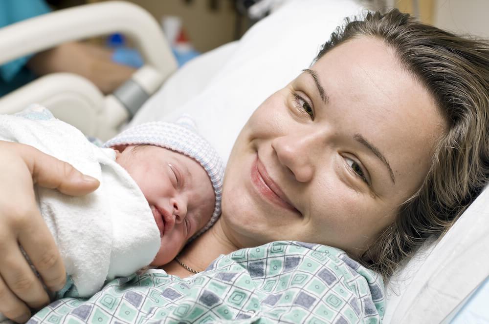 Mom holding baby